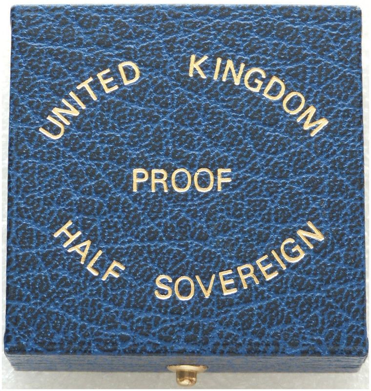 1983 - 1989 Royal Mint Blue Leather Half Sovereign Gold Coin Box Only 1983 - 1989 Royal Mint Blue Leather Half Sovereign Gold Coin Box Only