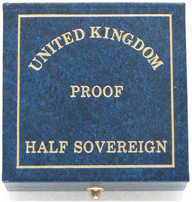1989 - 1999 Royal Mint Blue Leather Half Sovereign Gold Coin Box Only 1989 - 1999 Royal Mint Blue Leather Half Sovereign Gold Coin Box Only