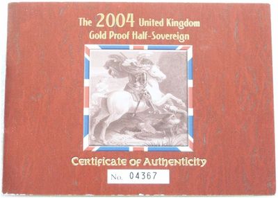 2004 St George and the Dragon Half Sovereign Gold Proof Coin Certificate Only 2004 St George and the Dragon Half Sovereign Gold Proof Coin Certificate Only