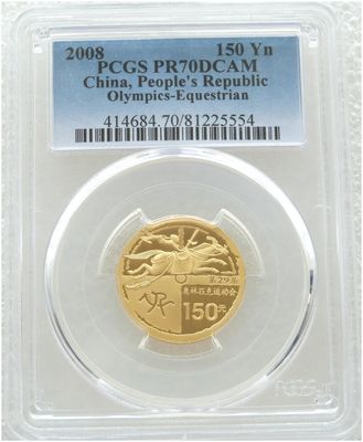 2008-I China Beijing Olympic Games Equestrian 150 Yuan Gold Proof 1/3oz Coin PCGS PR70 DCAM 2008-I China Beijing Olympic Games Equestrian 150 Yuan Gold Proof 1/3oz Coin PCGS PR70 DCAM