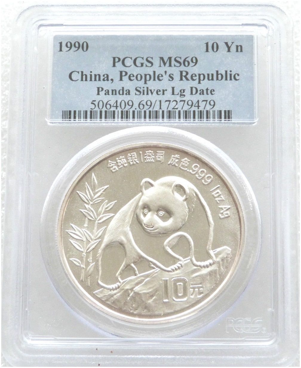 1990-LD China Large Date Panda 10 Yuan Silver 1oz Coin PCGS MS69 1990-LD China Large Date Panda 10 Yuan Silver 1oz Coin PCGS MS69