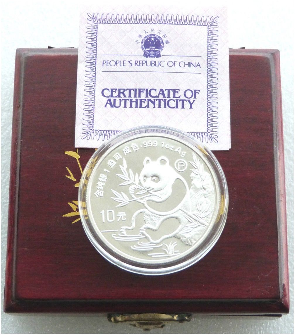 1991-P China Panda 10 Yuan Silver Proof 1oz Coin Box Coa