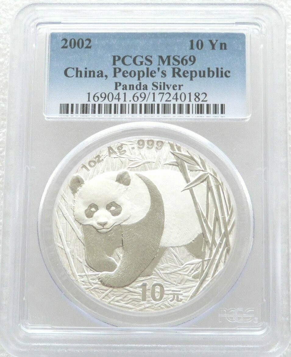 2002 China Panda 10 Yuan Silver 1oz Coin PCGS MS69 2002 China Panda 10 Yuan Silver 1oz Coin PCGS MS69