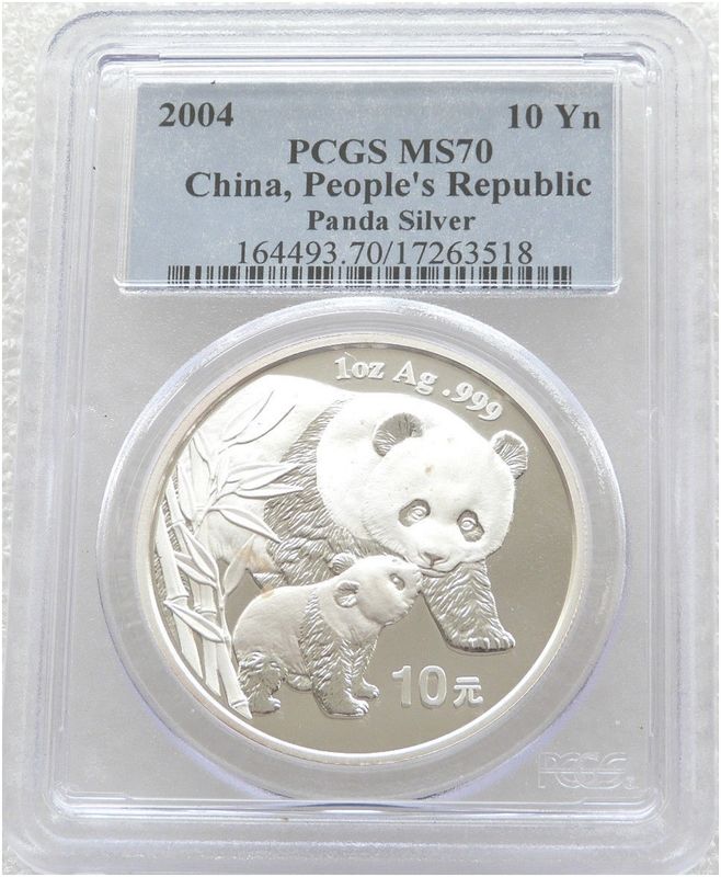 2004 China Panda 10 Yuan Silver 1oz Coin PCGS MS70