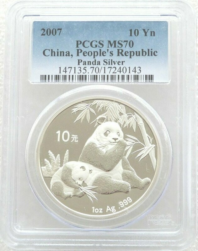 2007 China Panda 10 Yuan Silver 1oz Coin PCGS MS70