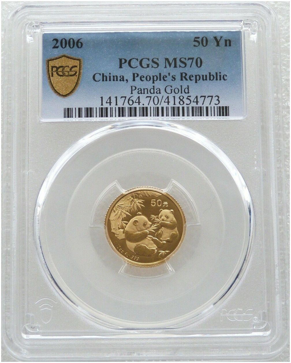2006 China Panda 50 Yuan Gold 1/10oz Coin PCGS MS70