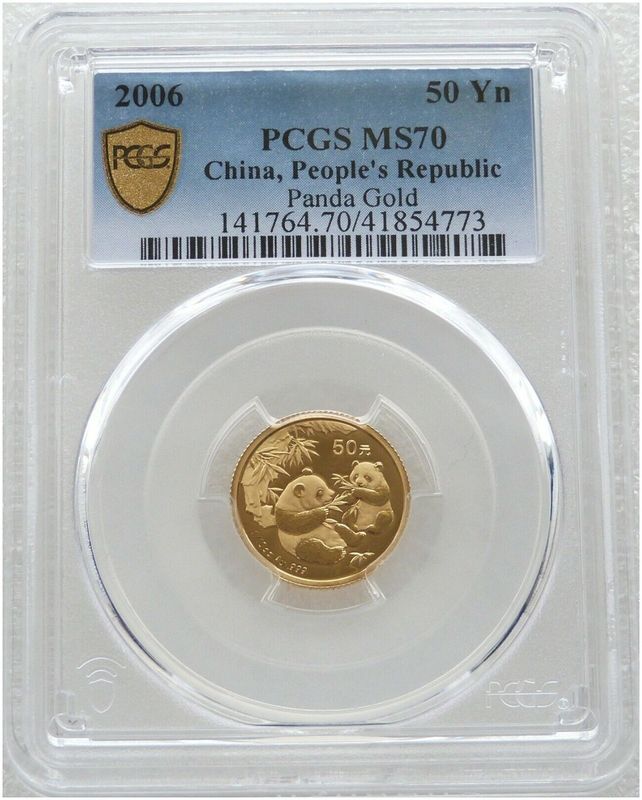 2006 China Panda 50 Yuan Gold 1/10oz Coin PCGS MS70