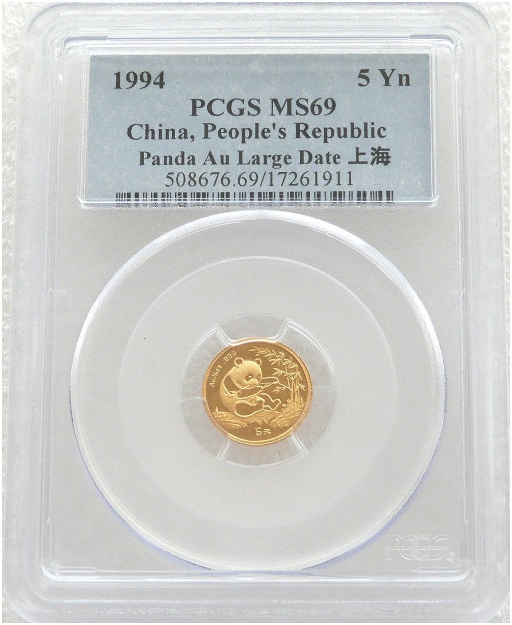 1994-LD China Large Date Panda 5 Yuan Gold 1/20oz Coin PCGS MS69 1994-LD China Large Date Panda 5 Yuan Gold 1/20oz Coin PCGS MS69