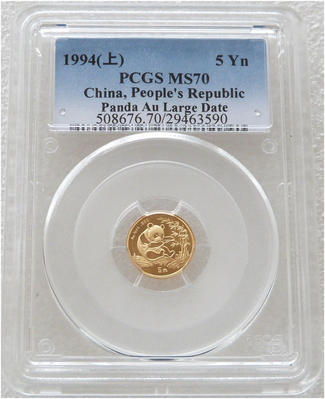 1994-LD China Large Date Panda 5 Yuan Gold 1/20oz Coin PCGS MS70 1994-LD China Large Date Panda 5 Yuan Gold 1/20oz Coin PCGS MS70