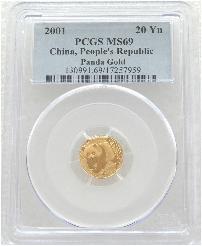 2001 China Panda 20 Yuan Gold 1/20oz Coin PCGS MS69 2001 China Panda 20 Yuan Gold 1/20oz Coin PCGS MS69