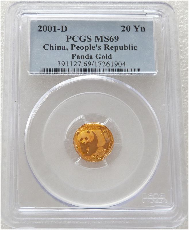2001-D China Panda 20 Yuan Gold 1/20oz Coin PCGS MS69 2001-D China Panda 20 Yuan Gold 1/20oz Coin PCGS MS69