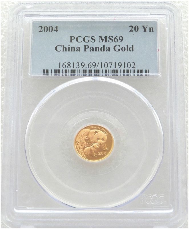 2004 China Panda 20 Yuan Gold 1/20oz Coin PCGS MS69 2004 China Panda 20 Yuan Gold 1/20oz Coin PCGS MS69