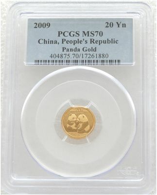 2009 China Panda 20 Yuan Gold 1/20oz Coin PCGS MS70