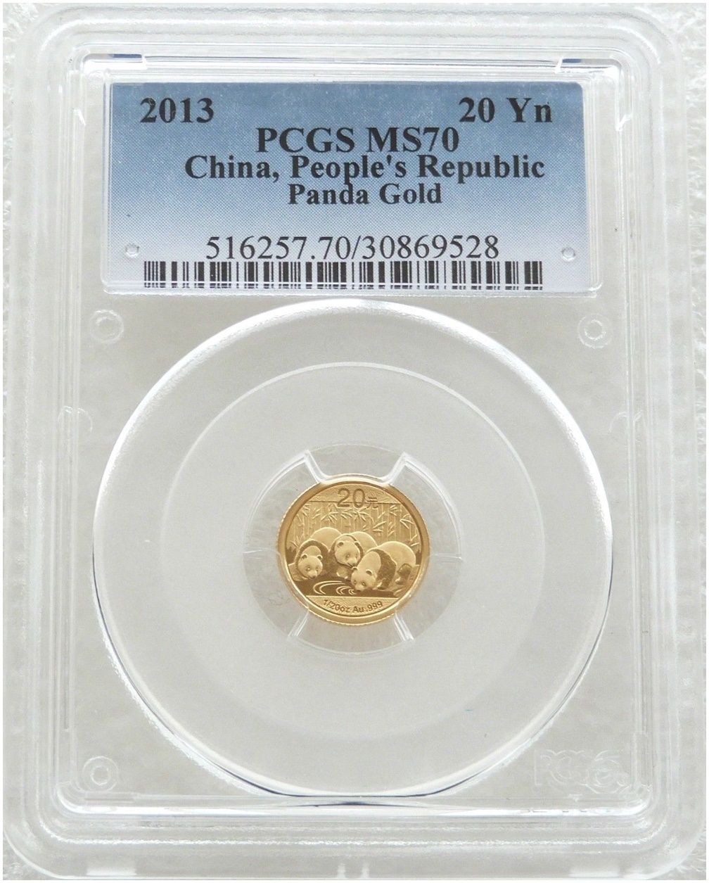 2013 China Panda 20 Yuan Gold 1/20oz Coin PCGS MS70 2013 China Panda 20 Yuan Gold 1/20oz Coin PCGS MS70
