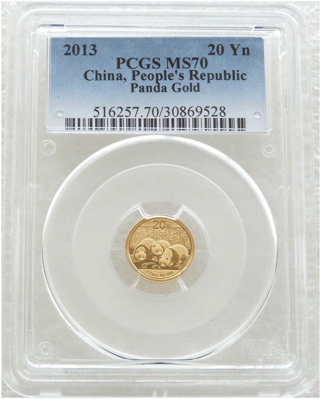 2013 China Panda 20 Yuan Gold 1/20oz Coin PCGS MS70