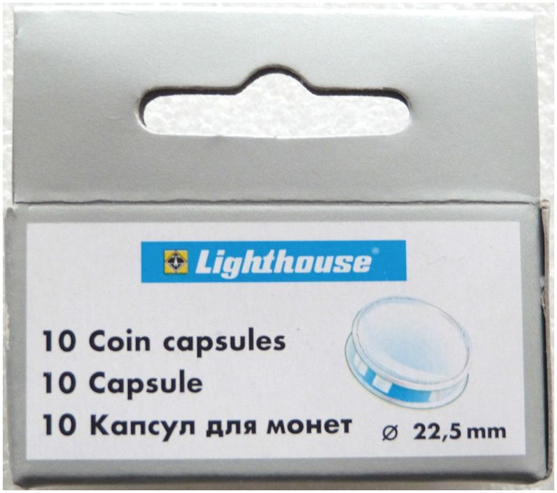 22.50mm x 10 Lighthouse Push Fit Coin Capsules Fits £1 Full Sovereign Gold Coin