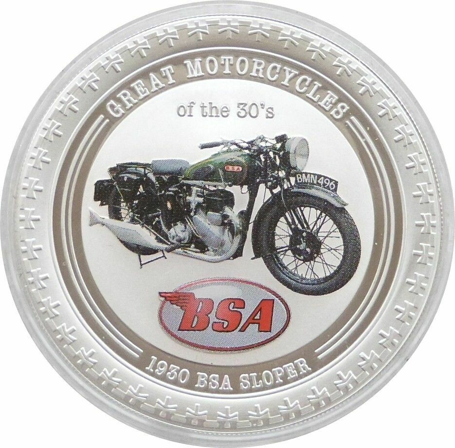 2007 Cook Islands Great Motorcycles BSA Sloper $2 Silver Proof 1oz Coin 2007 Cook Islands Great Motorcycles BSA Sloper $2 Silver Proof 1oz Coin