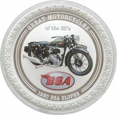 2007 Cook Islands Great Motorcycles BSA Sloper $2 Silver Proof 1oz Coin 2007 Cook Islands Great Motorcycles BSA Sloper $2 Silver Proof 1oz Coin