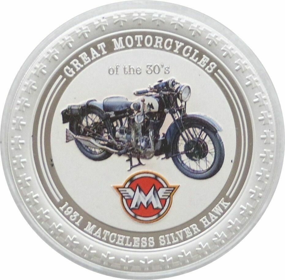 2007 Cook Islands Great Motorcycles Matchless Silver Hawk $2 Silver Proof 1oz Coin 2007 Cook Islands Great Motorcycles Matchless Silver Hawk $2 Silver Proof 1oz Coin