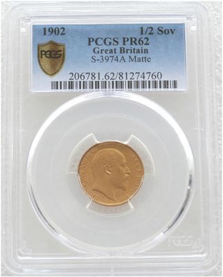 1902 Edward VII Coronation Half Sovereign Gold Matte Proof Coin PCGS PR62 1902 Edward VII Coronation Half Sovereign Gold Matte Proof Coin PCGS PR62