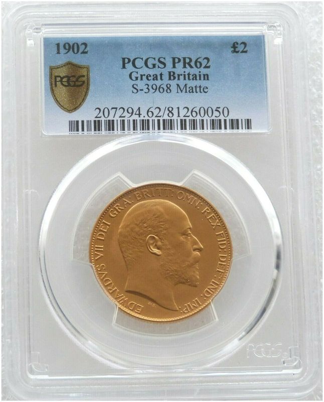 1902 Edward VII Coronation £2 Double Sovereign Gold Matte Proof Coin PCGS PR62 1902 Edward VII Coronation £2 Double Sovereign Gold Matte Proof Coin PCGS PR62