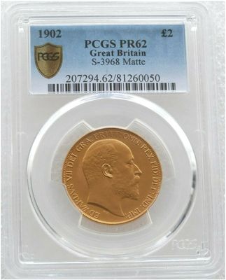 1902 Edward VII Coronation £2 Double Sovereign Gold Matte Proof Coin PCGS PR62 1902 Edward VII Coronation £2 Double Sovereign Gold Matte Proof Coin PCGS PR62
