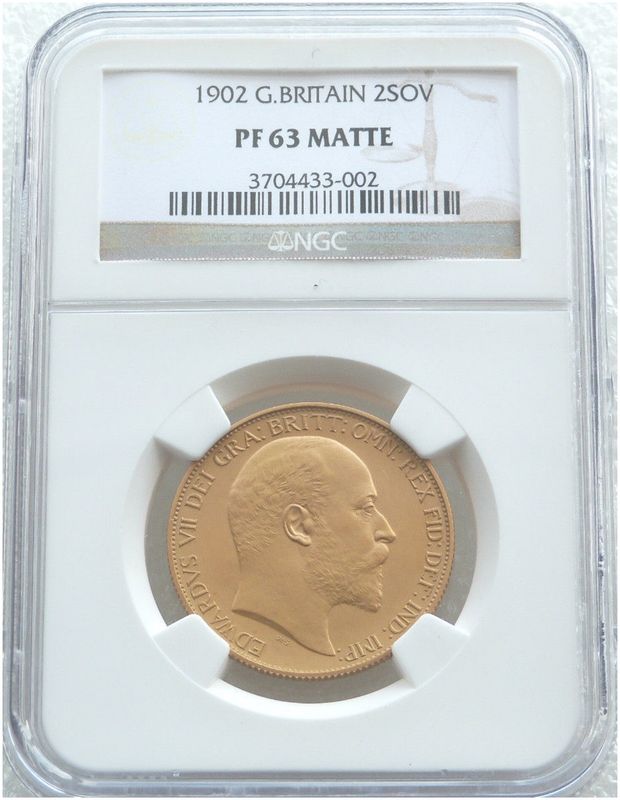 1902 Edward VII Coronation £2 Double Sovereign Gold Matte Proof Coin NGC PF63 1902 Edward VII Coronation £2 Double Sovereign Gold Matte Proof Coin NGC PF63