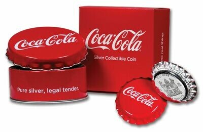2018 Fiji Coca-Cola Coke Bottle Cap Colour $1 Silver Proof Coin