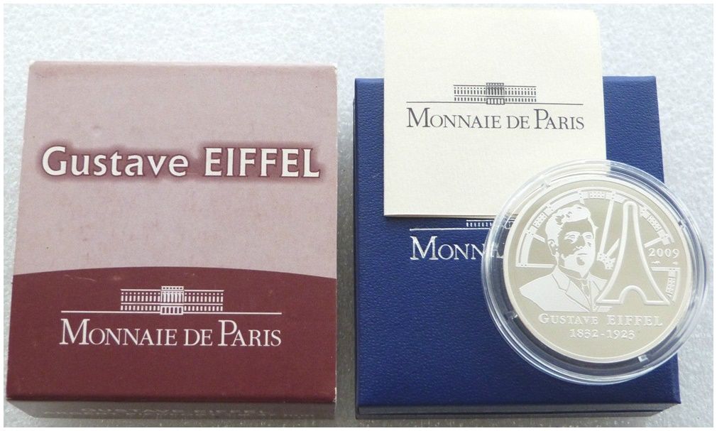 2009 France Gustave Eiffel Piedfort 20 Euro Silver Proof Coin Box Coa 2009 France Gustave Eiffel Piedfort 20 Euro Silver Proof Coin Box Coa