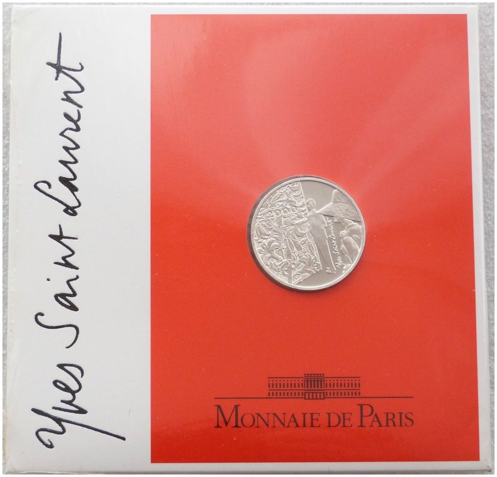 2000 France Millennium Yves Saint Laurent 5 Franc Silver Coin 2000 France Millennium Yves Saint Laurent 5 Franc Silver Coin