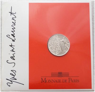 2000 France Millennium Yves Saint Laurent 5 Franc Silver Coin 2000 France Millennium Yves Saint Laurent 5 Franc Silver Coin