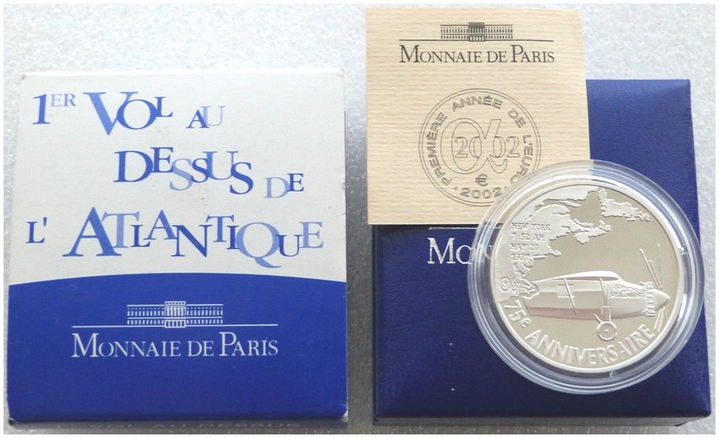 2002 France Lindbergh 75th Anniversary 1.5 Euro Silver Proof Coin Box Coa 2002 France Lindbergh 75th Anniversary 1.5 Euro Silver Proof Coin Box Coa
