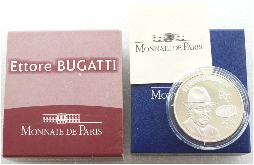 2009 France Ettore Bugatti 10 Euro Silver Proof Coin Box Coa