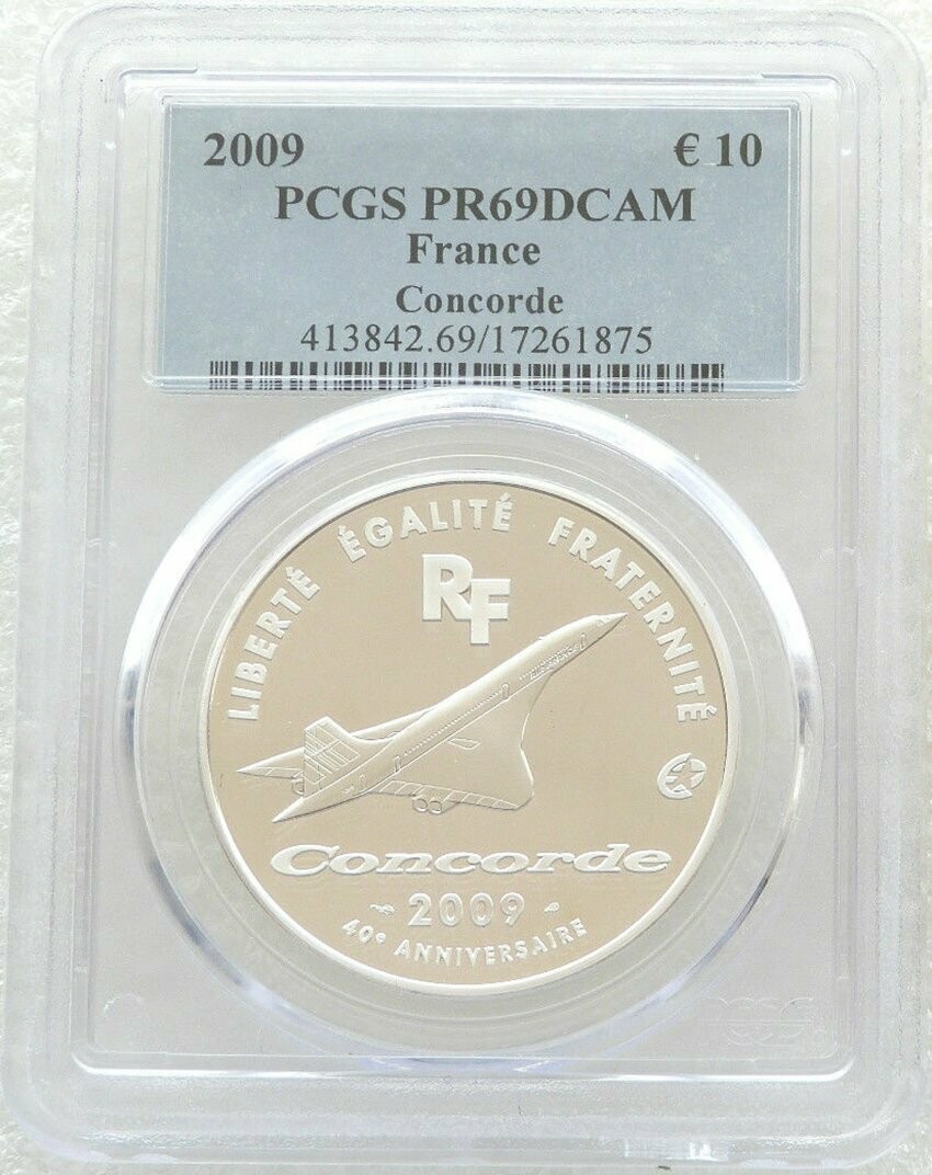 2009 France Concorde 10 Euro Silver Proof Coin PCGS PR69 DCAM 2009 France Concorde 10 Euro Silver Proof Coin PCGS PR69 DCAM