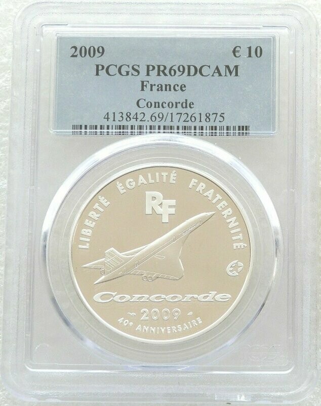 2009 France Concorde 10 Euro Silver Proof Coin PCGS PR69 DCAM 2009 France Concorde 10 Euro Silver Proof Coin PCGS PR69 DCAM