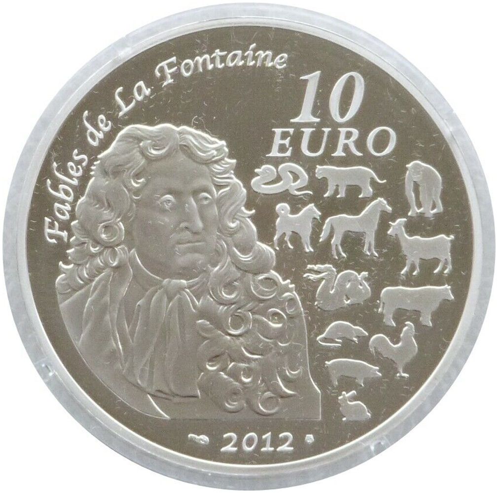 2012 France Lunar Dragon 10 Euro Silver Proof Coin Box Coa