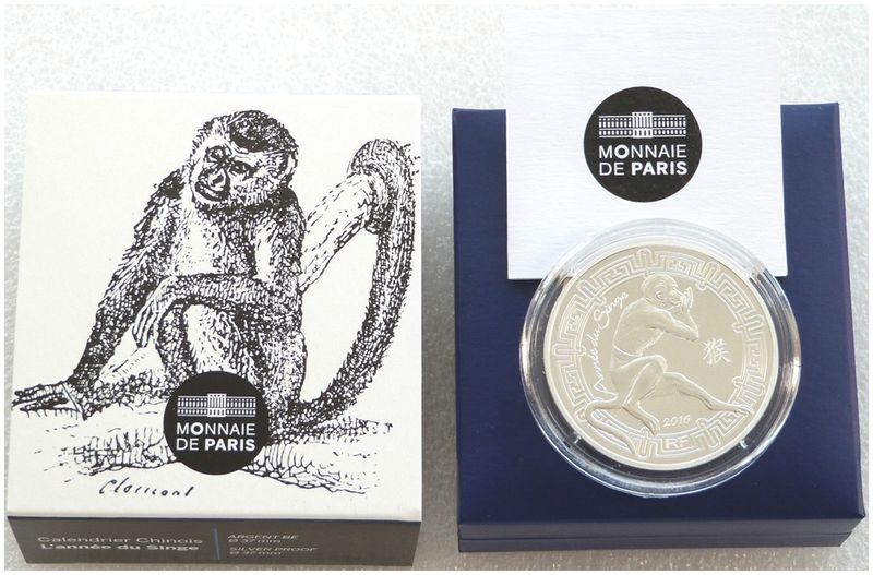 2016 France Lunar Monkey 10 Euro Silver Proof Coin Box Coa 2016 France Lunar Monkey 10 Euro Silver Proof Coin Box Coa