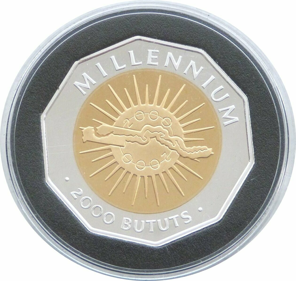 2000 - 1999 Gambia Millennium 2000 Bututs Silver Gold Proof Coin