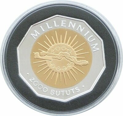 2000 - 1999 Gambia Millennium 2000 Bututs Silver Gold Proof Coin