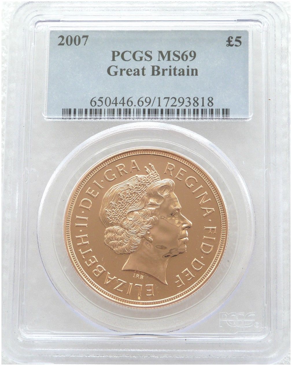 2007 St George and the Dragon £5 Five Pound Sovereign Gold Coin PCGS MS69