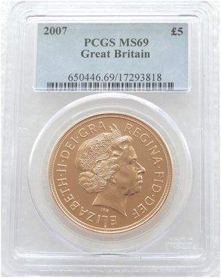 2007 St George and the Dragon £5 Five Pound Sovereign Gold Coin PCGS MS69 2007 St George and the Dragon £5 Five Pound Sovereign Gold Coin PCGS MS69