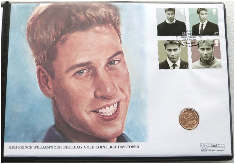 2003 Prince William 21st Birthday Full Sovereign Gold Proof Coin First Day Cover 2003 Prince William 21st Birthday Full Sovereign Gold Proof Coin First Day Cover
