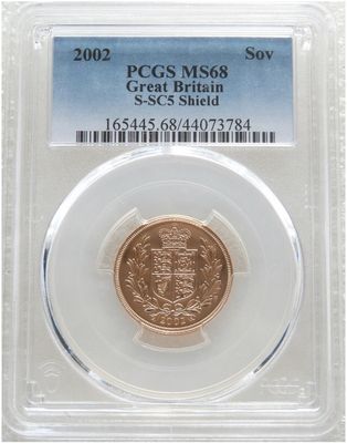 2002 Golden Jubilee Full Sovereign Gold Coin PCGS MS68