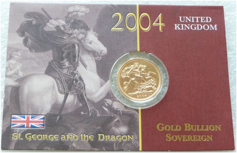 2004 St George and the Dragon Full Sovereign Gold Coin Mint Card