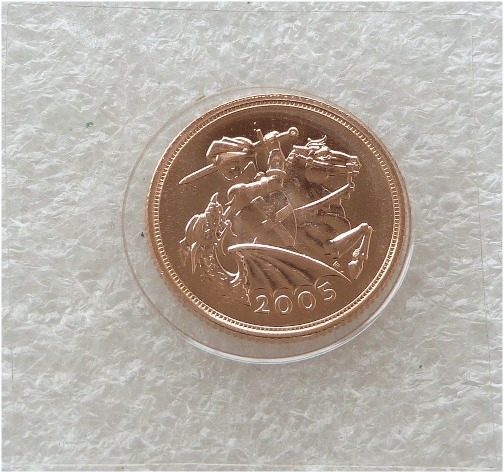 2005 St George and the Dragon Full Sovereign Gold Coin Sealed - Timothy Noad 2005 St George and the Dragon Full Sovereign Gold Coin Sealed - Timothy Noad