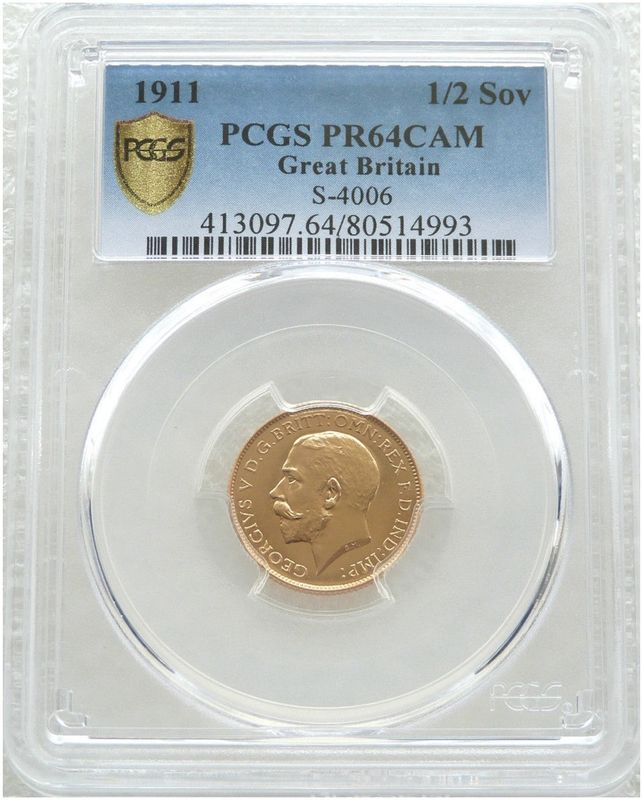 1911 George V Coronation Half Sovereign Gold Proof Coin PCGS PR64 CAM 1911 George V Coronation Half Sovereign Gold Proof Coin PCGS PR64 CAM