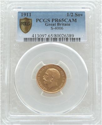 1911 George V Coronation Half Sovereign Gold Proof Coin PCGS PR65 CAM 1911 George V Coronation Half Sovereign Gold Proof Coin PCGS PR65 CAM