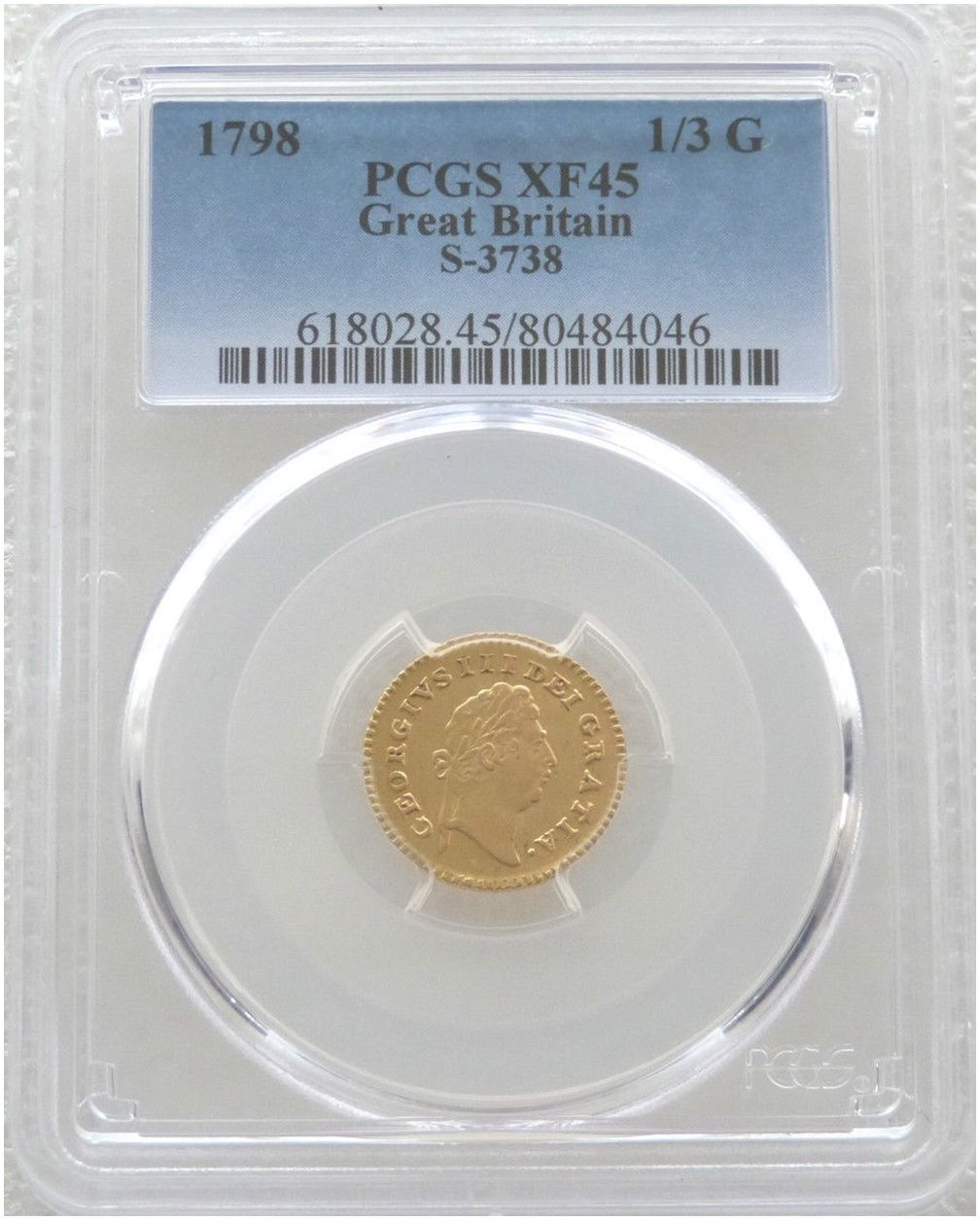 1798 George III Laur Head Third Guinea Gold Coin PCGS XF45 - First Laur Head