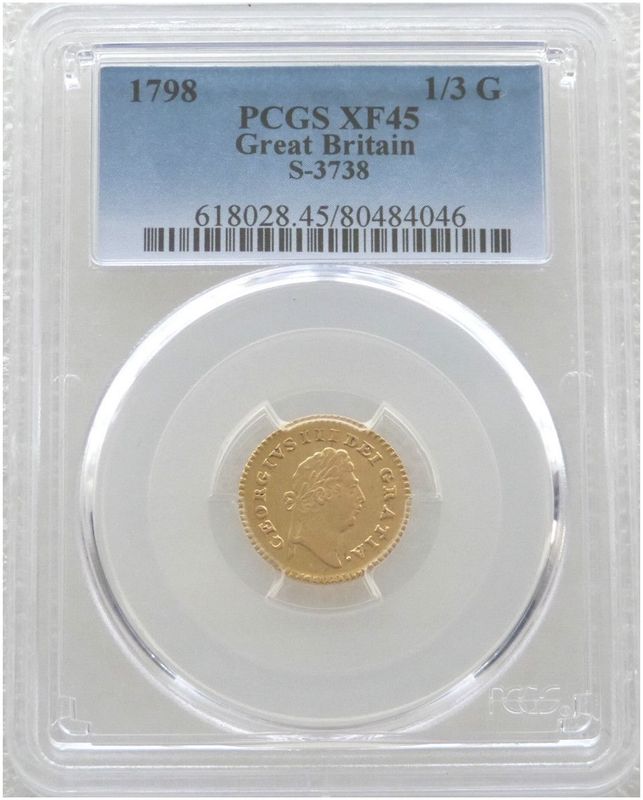 1798 George III Laur Head Third Guinea Gold Coin PCGS XF45 - First Laur Head