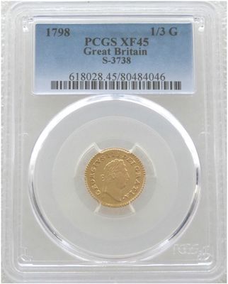 1798 George III Laur Head Third Guinea Gold Coin PCGS XF45 - First Laur Head